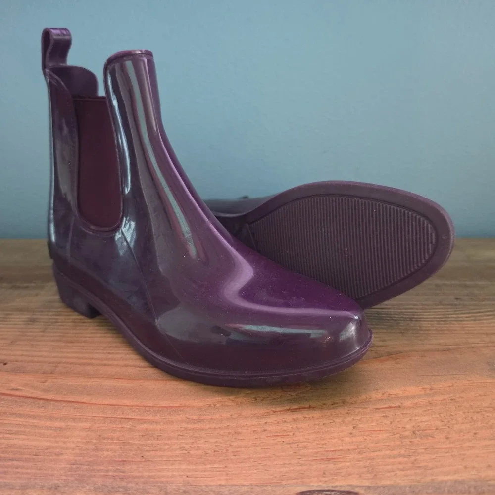 Lauren Ralph Lauren Womens Tally Rain Boots Purple Glossy Chelsea Size 7B